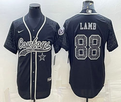 Nike Dallas Cowboys #88 CeeDee Lamb Black Reflective with logo Authentic Stitched NFL Jersey