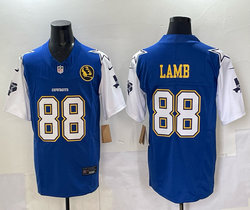 Nike Dallas Cowboys #88 CeeDee Lamb Blue Thanksgiving Gold Name 5(V) NFL Jersey