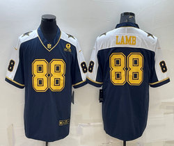 Nike Dallas Cowboys #88 CeeDee Lamb Blue Thanksgiving Gold Number Authentic Stitched NFL Jersey