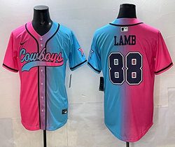 Nike Dallas Cowboys #88 CeeDee Lamb Pink and Blue Joint MLB Jersey