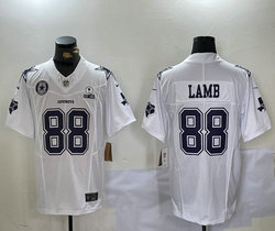 Nike Dallas Cowboys #88 CeeDee Lamb White Fashion 5(V) team and Est patch Authentic Stitched NFL Jersey