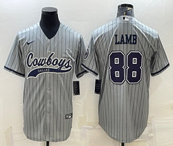 Nike Dallas Cowboys #88 CeeDee Lamb grey stripe Joint Authentic Stitched baseball jersey