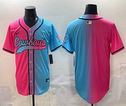 Nike Dallas Cowboys Blank Pink and Blue Joint MLB Jersey