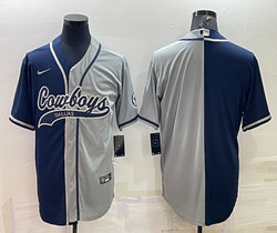 Nike Dallas Cowboys Navy Grey Split With Patch Joint Authentic Stitched baseball jersey
