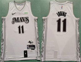 Nike Dallas Mavericks #11 Kyrie Irving White 2024 City With Advertising Stitched Basketball Jersey