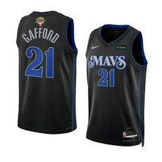 Nike Dallas Mavericks #21 Daniel Gafford Black City 2024 Finals Stitched Basketball Jersey