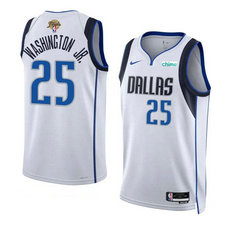 Nike Dallas Mavericks #25 P.J. Washington Jr. White 2024 Finals Stitched Basketball Jersey