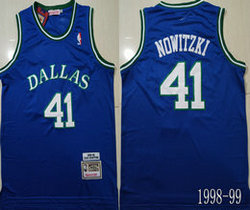 Dallas Mavericks #41 Dirk Nowitzki Blue Game 1998-99 Mech Hardwood Classic Authentic Stitched NBA Jersey
