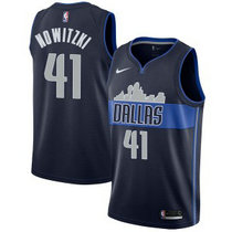 Nike Dallas Mavericks #41 Dirk Nowitzki Navy Blue Game Statement Edition Authentic Stitched NBA Jersey