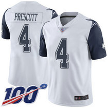 Nike Dallas cowboys #4 Dak Prescott 100th Season White Rush Authentic Stitched NFL jersey