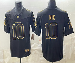 Nike Denver Broncos #10 Bo Nix Black Gold Stitched Football Jersey