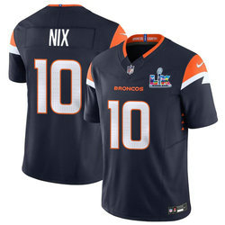 Nike Denver Broncos #10 Bo Nix Navy Super Bowl LX 60 Patch Jersey