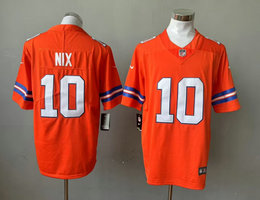 Nike Denver Broncos #10 Bo Nix Orange Throwboack Vapor Untouchable Authentic Stitched NFL Jersey