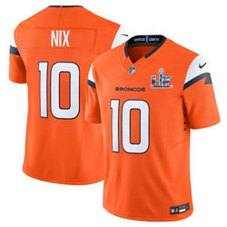 Nike Denver Broncos #10 Bo Nix Orange Super Bowl LX 60 Patch Jersey