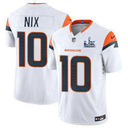 Nike Denver Broncos #10 Bo Nix White Super Bowl LX 60 Patch Jersey