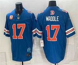 Nike Denver Broncos #17 Jaylen Waddle Blue F.U.S.E. With 2-Star C Patch Throwback Football Jersey