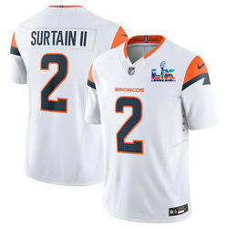 Nike Denver Broncos #2 Pat Surtain II White Super Bowl LX 60 Patch Jersey