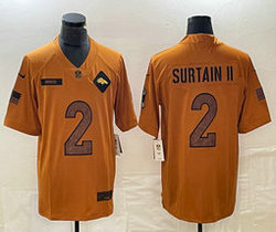 Nike Denver Broncos #2 Patrick Surtain II 2023 Brown Salute To Service Authentic Stitched NFL Jersey