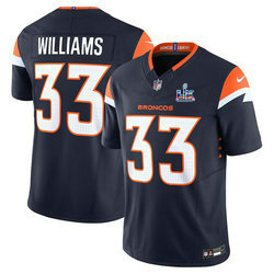 Nike Denver Broncos #33 Javonte Williams Navy Super Bowl LX 60 Patch Jersey