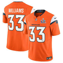 Nike Denver Broncos #33 Javonte Williams Orange Super Bowl LX 60 Patch Jersey