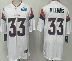 Nike Denver Broncos #33 Javonte Williams White Super Bowl LX 60 Patch Jersey