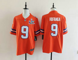 Nike Denver Broncos #9 Talanoa Hufanga Orange Throwback Super Bowl LX 60 Patch Jersey