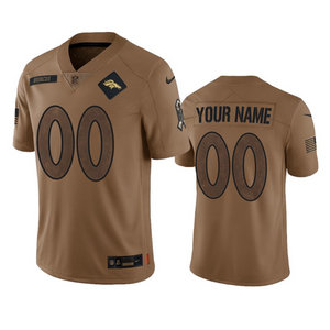 Nike Denver Broncos Custom 2023 Brown Salute To Service Authentic Stitched NFL Jersey