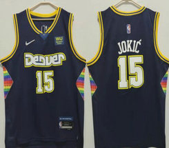Nike Denver Nuggets #15 Nikola Jokic 21-22 City 75th anniversary With Advertising Authentic Stitched NBA jersey