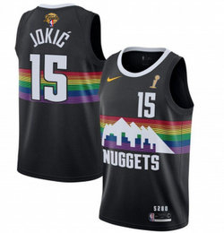 Nike Denver Nuggets #15 Nikola Jokic Black City 2023 Finals Champions Authentic Stitched NBA Jersey