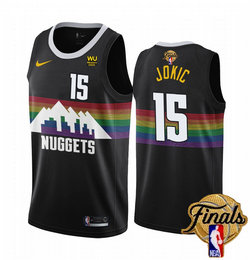 Nike Denver Nuggets #15 Nikola Jokic Black City final Patch With Advertising Jersey