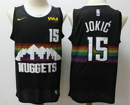 Nike Denver Nuggets #15 Nikola Jokic Black Game City With Advertising Authentic Stitched NBA Jersey