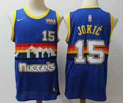 Nike Denver Nuggets #15 Nikola Jokic Rainbow Game With Advertising Throwback Authentic Stitched NBA Jersey