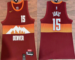 Nike Denver Nuggets #15 Nikola Jokic Red City Authentic Stitched NBA Jersey