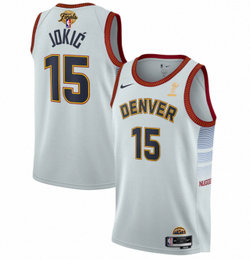 Nike Denver Nuggets #15 Nikola Jokic White 2023 Finals Champions Authentic Stitched NBA Jersey