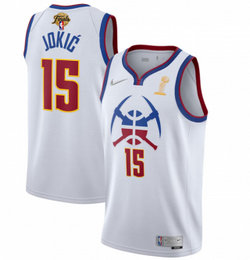 Nike Denver Nuggets #15 Nikola Jokic White Earned Edition 2023 Finals Champions Authentic Stitched NBA Jersey