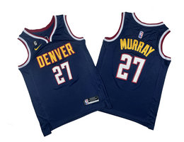 Nike Denver Nuggets #27 Jamal Murray Blue 6 patch Authentic Stitched NBA jerseys