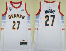 Nike Denver Nuggets #27 Jamal Murray White 2023 Cith With Advertising Authentic Stitched NBA Jersey
