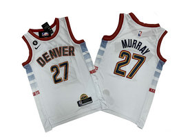 Nike Denver Nuggets #27 Jamal Murray White City 6 Patch Authentic Stitched NBA jerseys