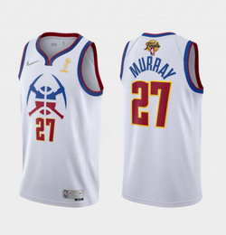 Nike Denver Nuggets #27 Jamal Murray White Earned Edition 2023 Finals Champions Authentic Stitched NBA Jersey