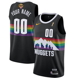 Nike Denver Nuggets Customized Black City 2023 Finals Champions Authentic Stitched NBA Jersey