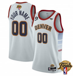 Nike Denver Nuggets Customized White 6 Patch 2023 Finals Authentic Stitched NBA Jerseys