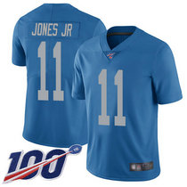 Nike Detroit Lions #11 Marvin Jones Jr With NFL 100th Season Patch Blue Throwback Vapor Untouchable Authentic Stitched NFL Jersey