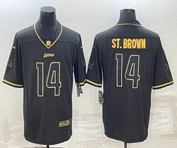 Nike Detroit Lions #14 Amon-Ra St. Brown Black Gold Throwback Stitched Jersey