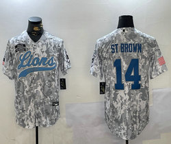 Nike Detroit Lions #14 Amon Ra St Brown 2024 Salute to Service Joint baseball Jersey