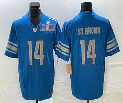 Nike Detroit Lions #14 Amon Ra St Brown Blue 2023 F.U.S.E. With 2024 Super Bowl (LVIII ) patch Jersey