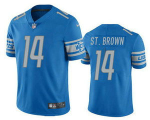 Nike Detroit Lions #14 Amon Ra St Brown Blue Vapor Untouchable Authentic Stitched NFL Jersey