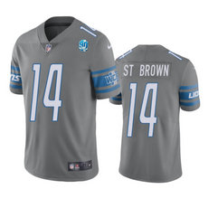 Nike Detroit Lions #14 Amon Ra St Brown Gray 90th Anniversary 2023 F.U.S.E.Authentic Stitched NFL Jersey