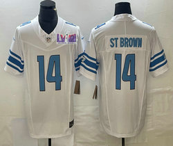 Nike Detroit Lions #14 Amon Ra St Brown White 2023 F.U.S.E. With 2024 Super Bowl (LVIII ) patch Jersey
