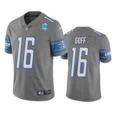 Nike Detroit Lions #16 Jared Goff Gray 90th Anniversary 2023 F.U.S.E.Authentic Stitched NFL Jersey