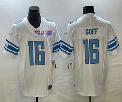 Nike Detroit Lions #16 Jared Goff White 2023 F.U.S.E. With 2024 Super Bowl (LVIII ) patch Jersey